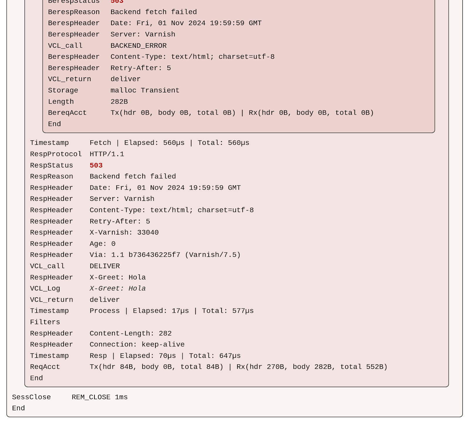 VCL Log Tree