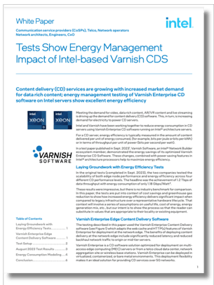 Tests Show Energy Management Impact of Intel-based Varnish CDS